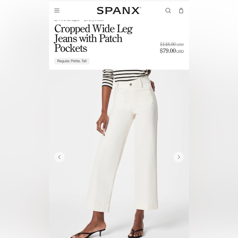 New with tags SPANX wide leg, crop jeans, size large petite 12/14